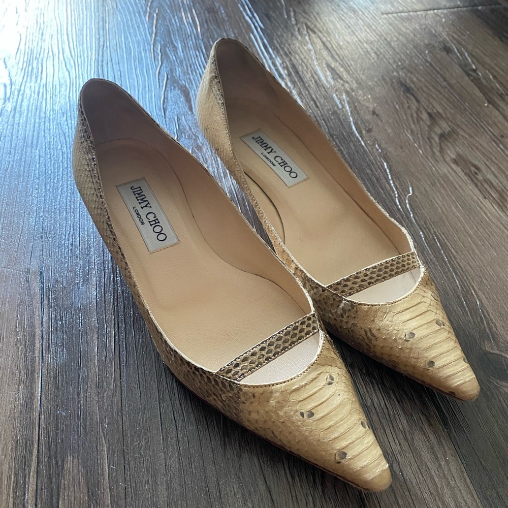 Jimmy Choo Python Animal Print Kitten Heels Snakeskin Naomi Vintage Size 36 6 - Picture 5 of 13